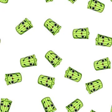 Pattern cute trash bin character cartoon vector Stock Illustration