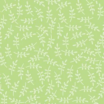 Pattern with cute twigs in green color Stock Illustration