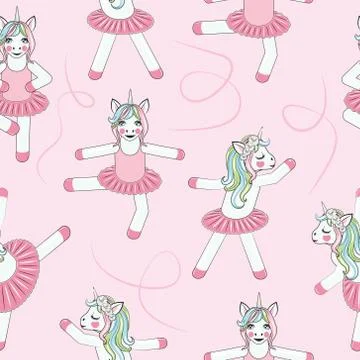 PATTERN WITH Cute Unicorn ballerina. Stock Illustration
