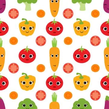 Pattern with cute vegetables Stock Illustration