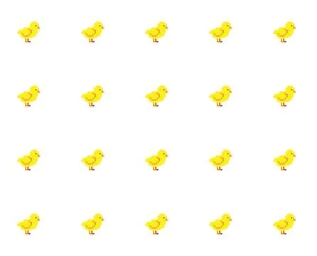 Pattern of cute yellow chicks on a white background Stock Illustration