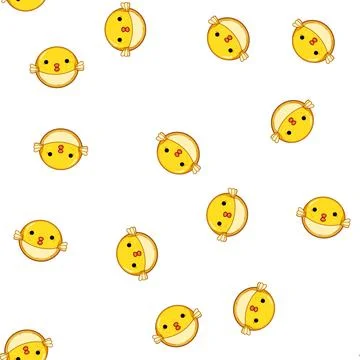 Pattern Cute yellow puffer fish cartoon character Stock Illustration