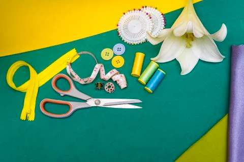 Pattern cutting and sewing Stock Photos