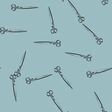 Pattern cutting scissors sketch hand drawn Stock Illustration