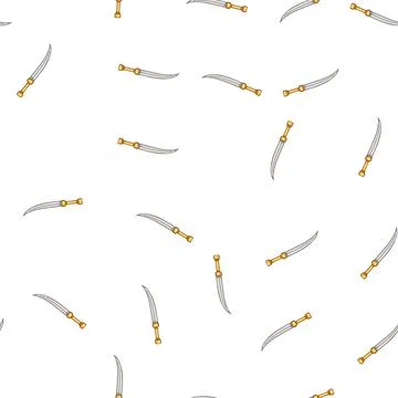Pattern Dagger with gold hilt and curved blade 库存插图