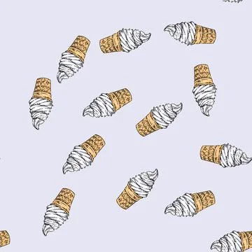 Pattern dairy ice cream sketch hand drawn Stock Illustration