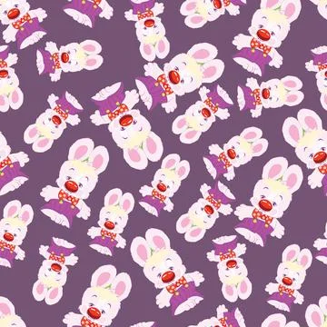 Pattern, on a dark background pink toys hares, vector illustration, Stock Illustration