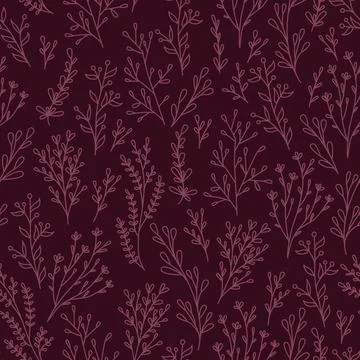Pattern on a dark background with plants Stock Illustration