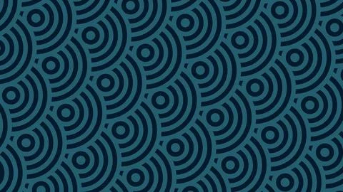 Pattern of dark blue circular rings and dots repeating across a rectangular a Stock Illustration