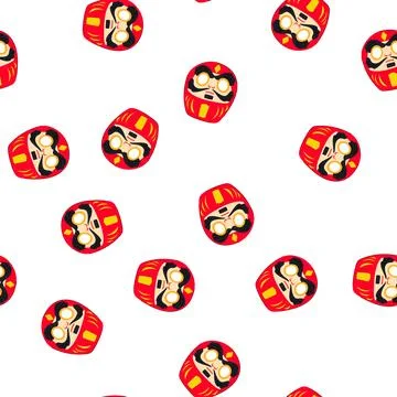 Pattern daruma doll representing japanese culture, good luck, and goal settin Stock Illustration