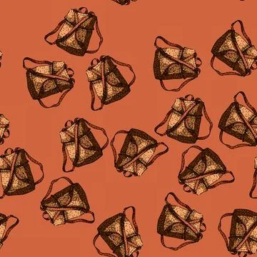 Pattern daypack backpack sketch hand drawn 库存插图