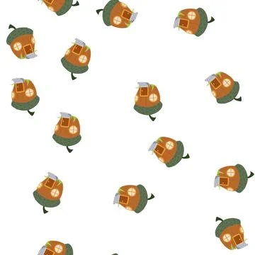 Pattern decor gnome house cartoon vector Illustrazione stock