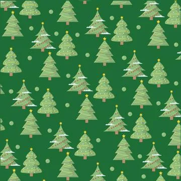 Pattern of decorated Christmas trees, Vector Stock Illustration