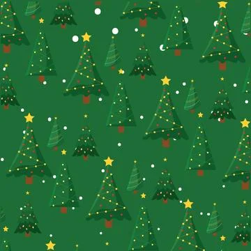 Pattern of decorated Christmas trees, Vector Stockillustratie