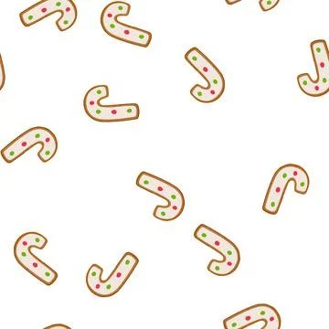 Pattern decorated gingerbread candy cane cookie for christmas Stock Illustration