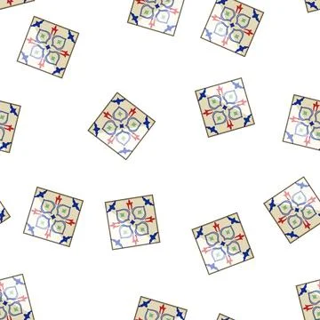 Pattern decorative arabic mosaic tile cartoon vector Stock Illustration
