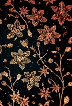 Pattern with decorative climbing flowers Illustrazione stock