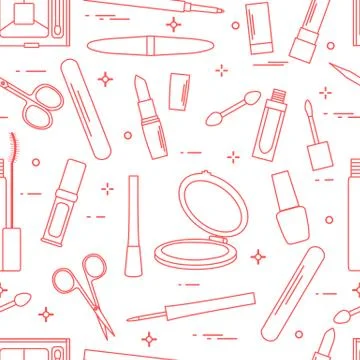 Pattern of decorative cosmetics, nail tools. Illustrazione stock