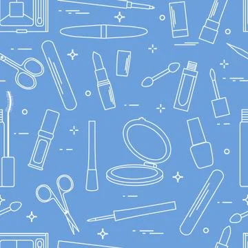 Pattern of decorative cosmetics, nail tools. Illustrazione stock