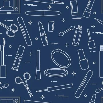 Pattern of decorative cosmetics, nail tools. Stock Illustration