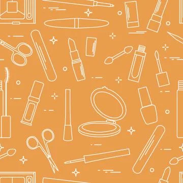 Pattern of decorative cosmetics, nail tools. Stock Illustration