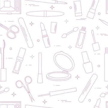 Pattern of decorative cosmetics, nail tools. Illustrazione stock