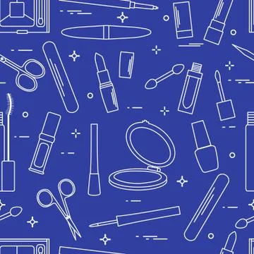 Pattern of decorative cosmetics, nail tools. Illustrazione stock