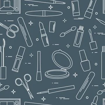 Pattern of decorative cosmetics, nail tools. Illustrazione stock