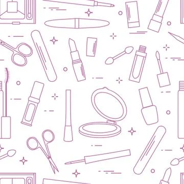 Pattern of decorative cosmetics, nail tools. Illustrazione stock