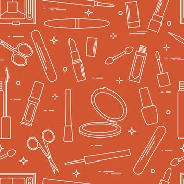 Pattern of decorative cosmetics, nail tools. Illustrazione stock
