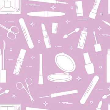 Pattern of decorative cosmetics, nail tools. Illustrazione stock