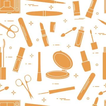 Pattern of decorative cosmetics, nail tools. 스톡 일러스트