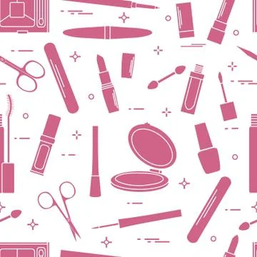 Pattern of decorative cosmetics, nail tools. Illustrazione stock