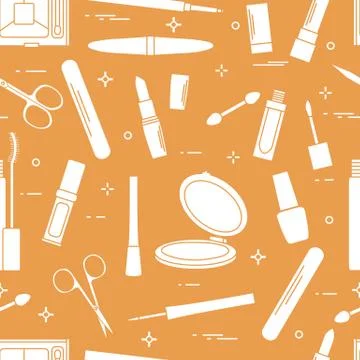 Pattern of decorative cosmetics, nail tools. Illustrazione stock