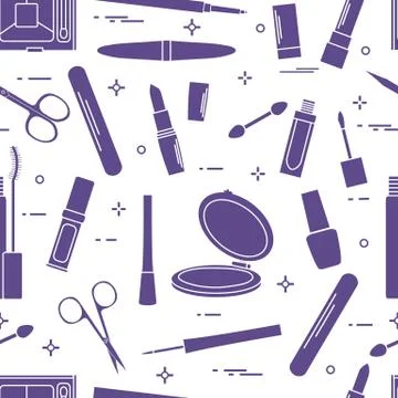 Pattern of decorative cosmetics, nail tools. Stock Illustration