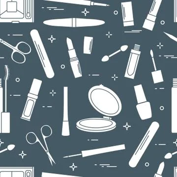 Pattern of decorative cosmetics, nail tools. Illustrazione stock