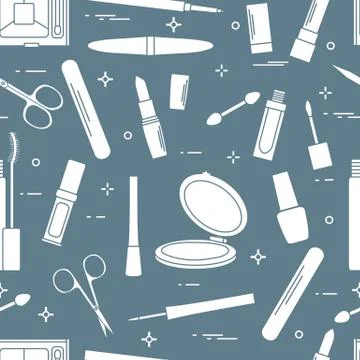 Pattern of decorative cosmetics, nail tools. 스톡 일러스트
