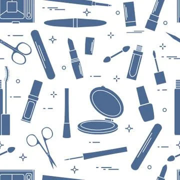 Pattern of decorative cosmetics, nail tools. 스톡 일러스트