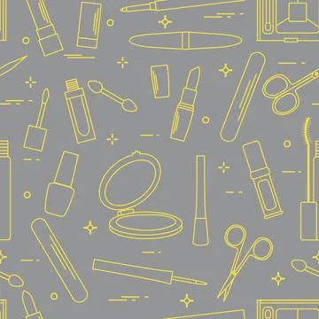 Pattern of decorative cosmetics, nail tools. Illustrazione stock