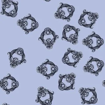 Pattern decorative iron door knocker sketch hand drawn Stock Illustration