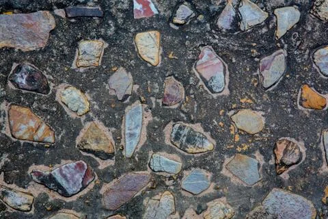 Pattern of decorative slate stone wall surface Stock Photos