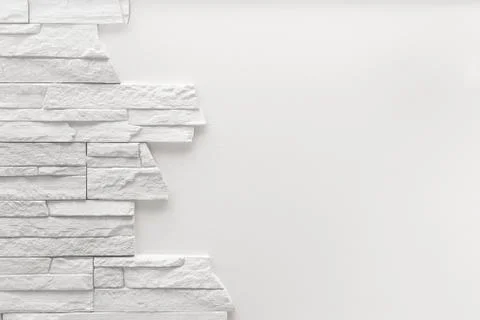 Pattern of decorative white slate stone wall surface 写真素材