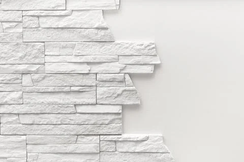 Pattern of decorative white slate stone wall surface 写真素材