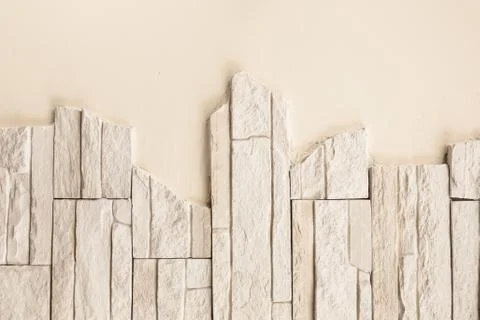 Pattern of decorative white slate stone wall surface Stock Photos