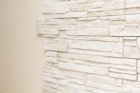 Pattern of decorative white slate stone wall surface Stock Photos