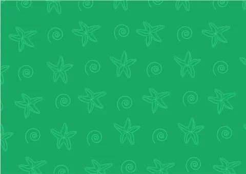 Pattern deep green srarfish and spiral Stock Illustration