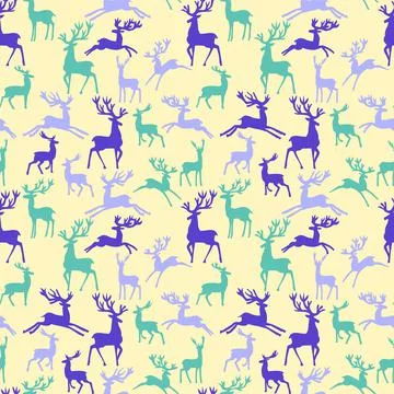 Pattern of deers silhouette collection. Stock Illustration
