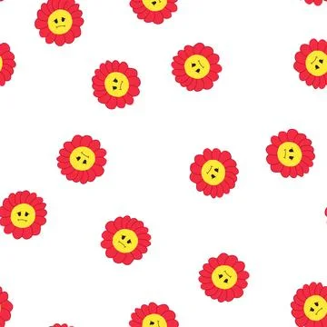 Pattern delicate flower face cartoon vector Stock Illustration