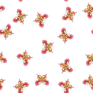 Pattern delicate groovy butterfly cartoon vector Stock Illustration