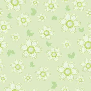 Pattern, delicate light green flowers on a green background, vector illustrat Stock-Illustration